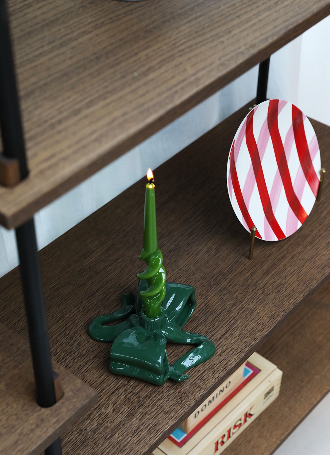 &Klevering Alpha dinerkaarsen set van 3 - detail groen