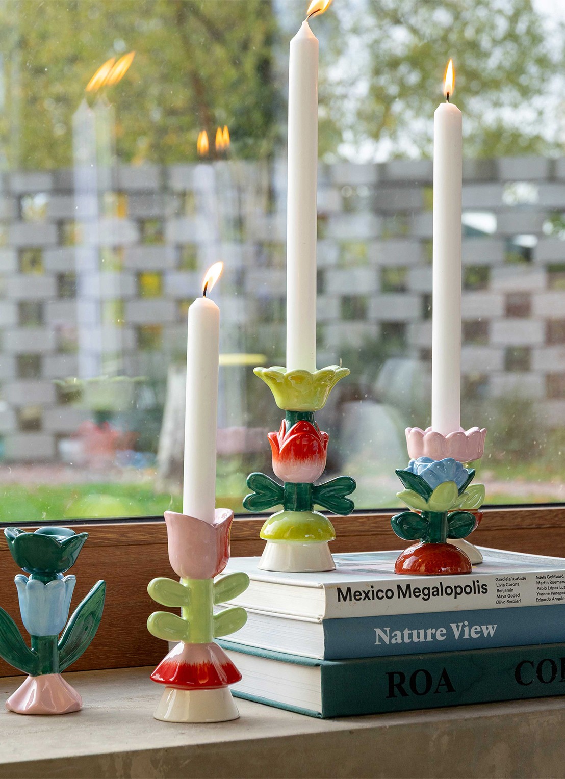 &Klevering Blume kandelaar 11 cm - achterkant 3 lichtgroen