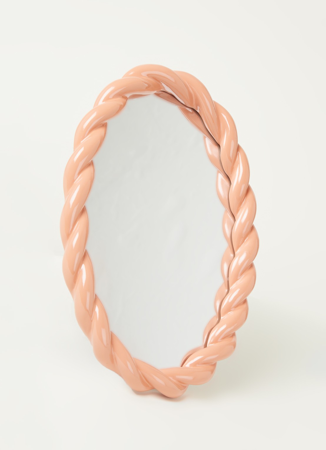 &Klevering Braid Oval spiegel - voorkant 2 perzikroze
