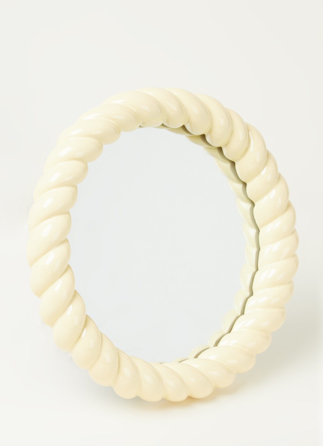 &Klevering Braid Round spiegel  - voorkant 2 lichtgeel