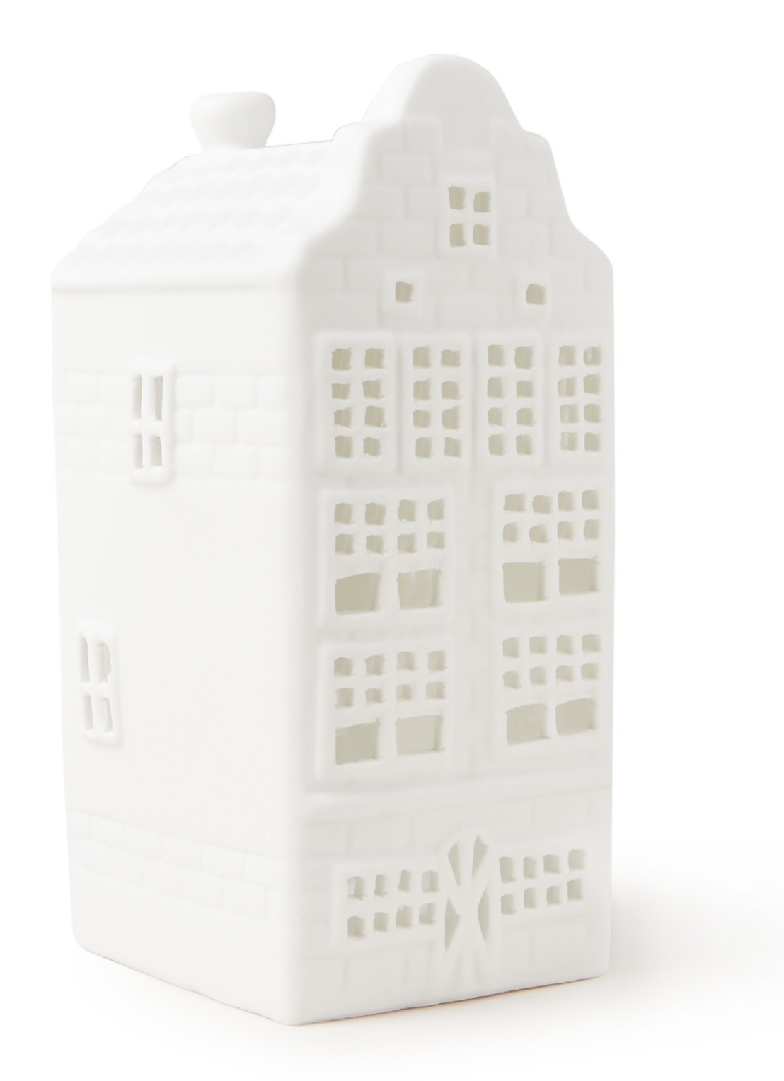 &Klevering Canal house waxinelichthouder 13 cm - voorkant wit
