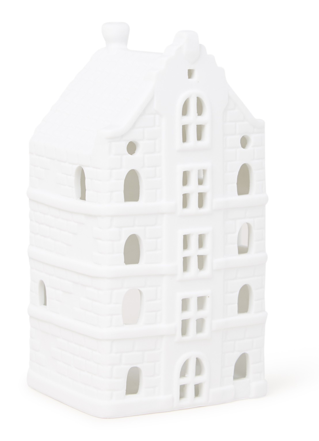 &Klevering Canal house waxinelichthouder 16 cm - voorkant 2 wit