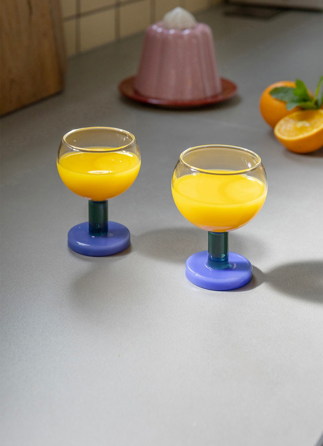&Klevering Cantine amber glazen set van 2 - voorkant 4 blauw
