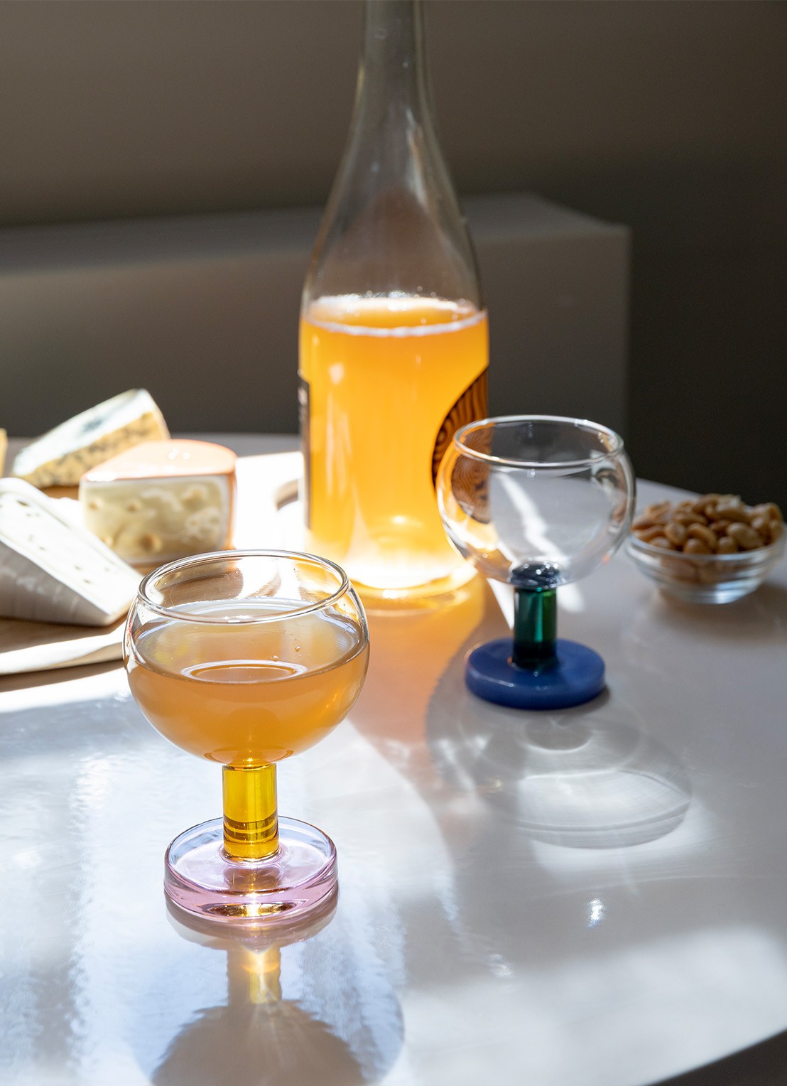 &Klevering Cantine amber glazen set van 2 - voorkant 2 roze