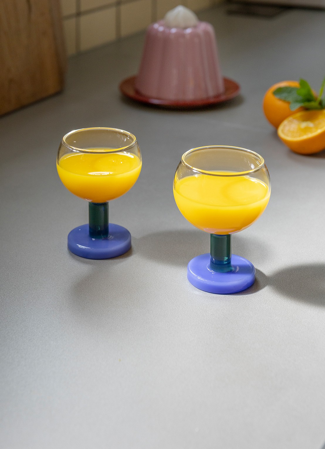 &Klevering Cantine cocktailglas set van 2 - voorkant 2 donkerblauw