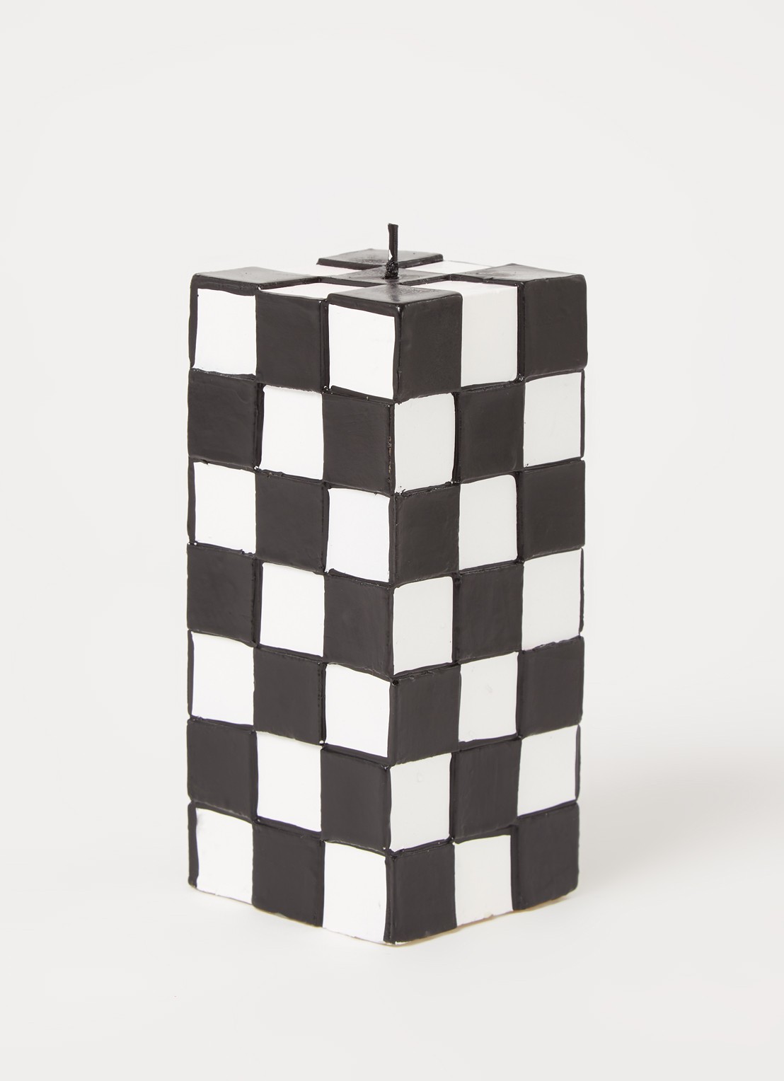 &Klevering Check large kaars 14 cm - voorkant 2 zwart
