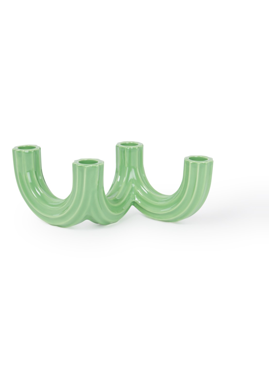 &Klevering Churros kandelaar 21 cm - voorkant groen