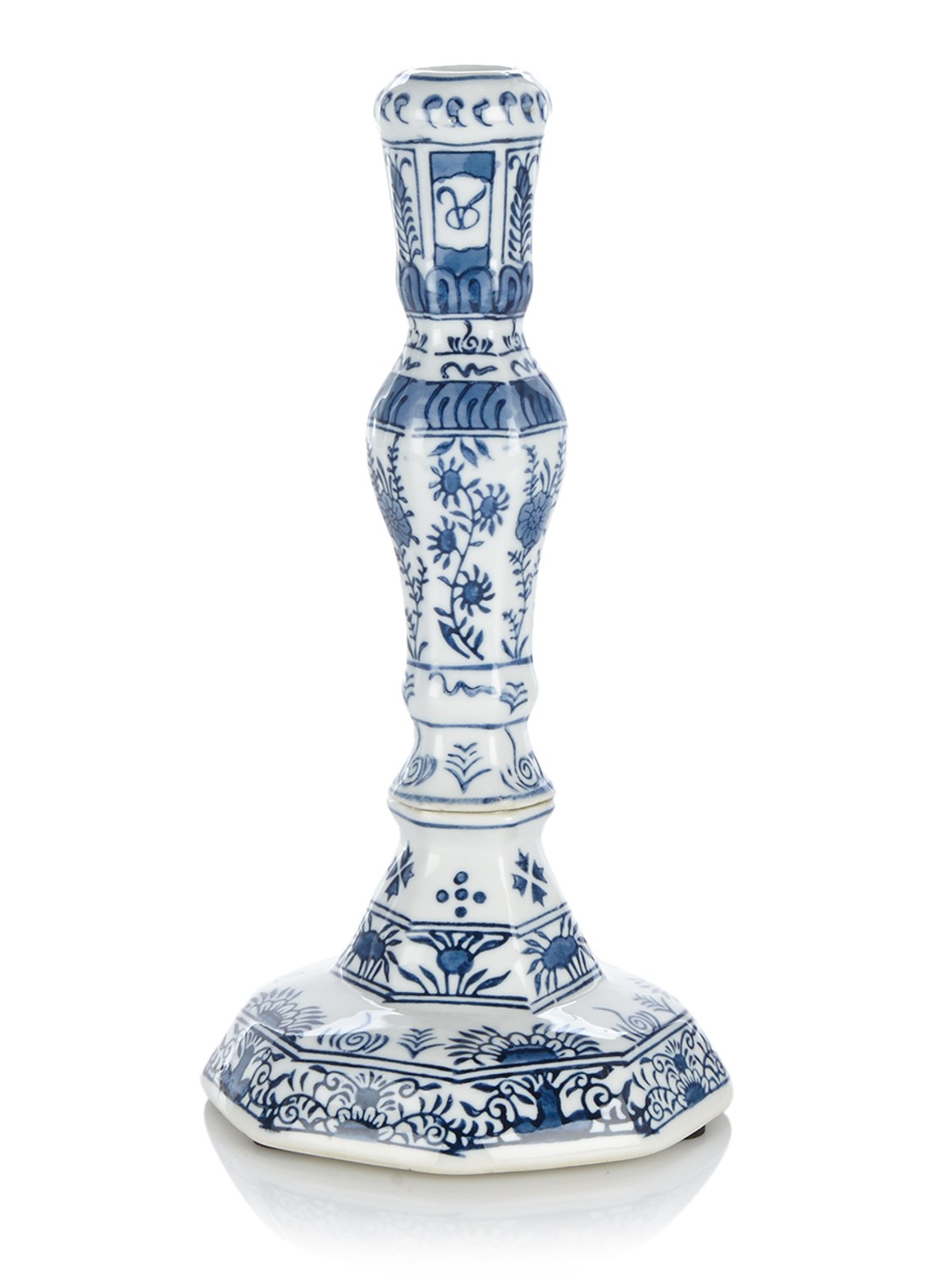 &Klevering Delft kandelaar 22 cm - voorkant blauw