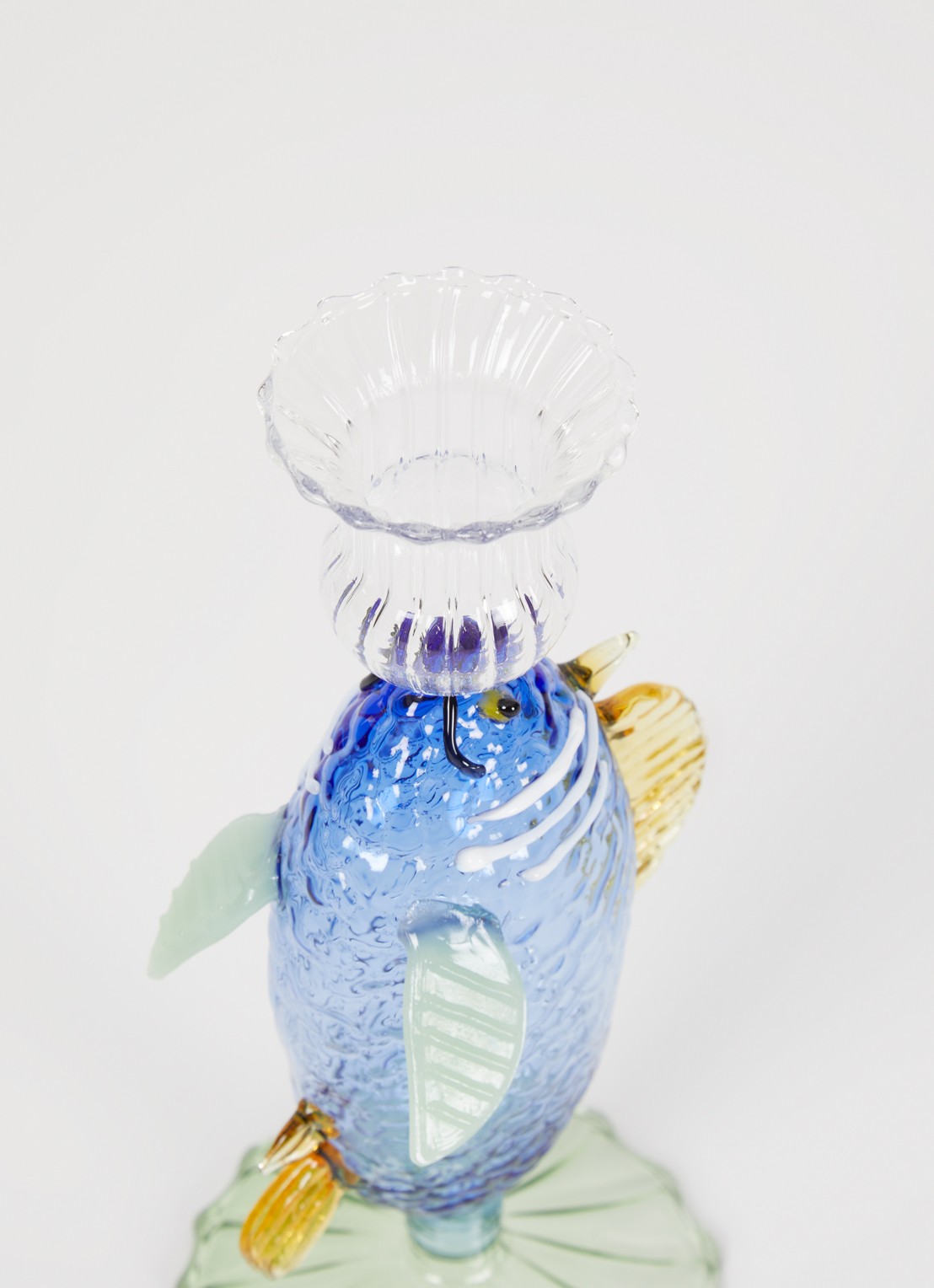 &Klevering Fish kandelaar 19 cm - voorkant 2 blauw