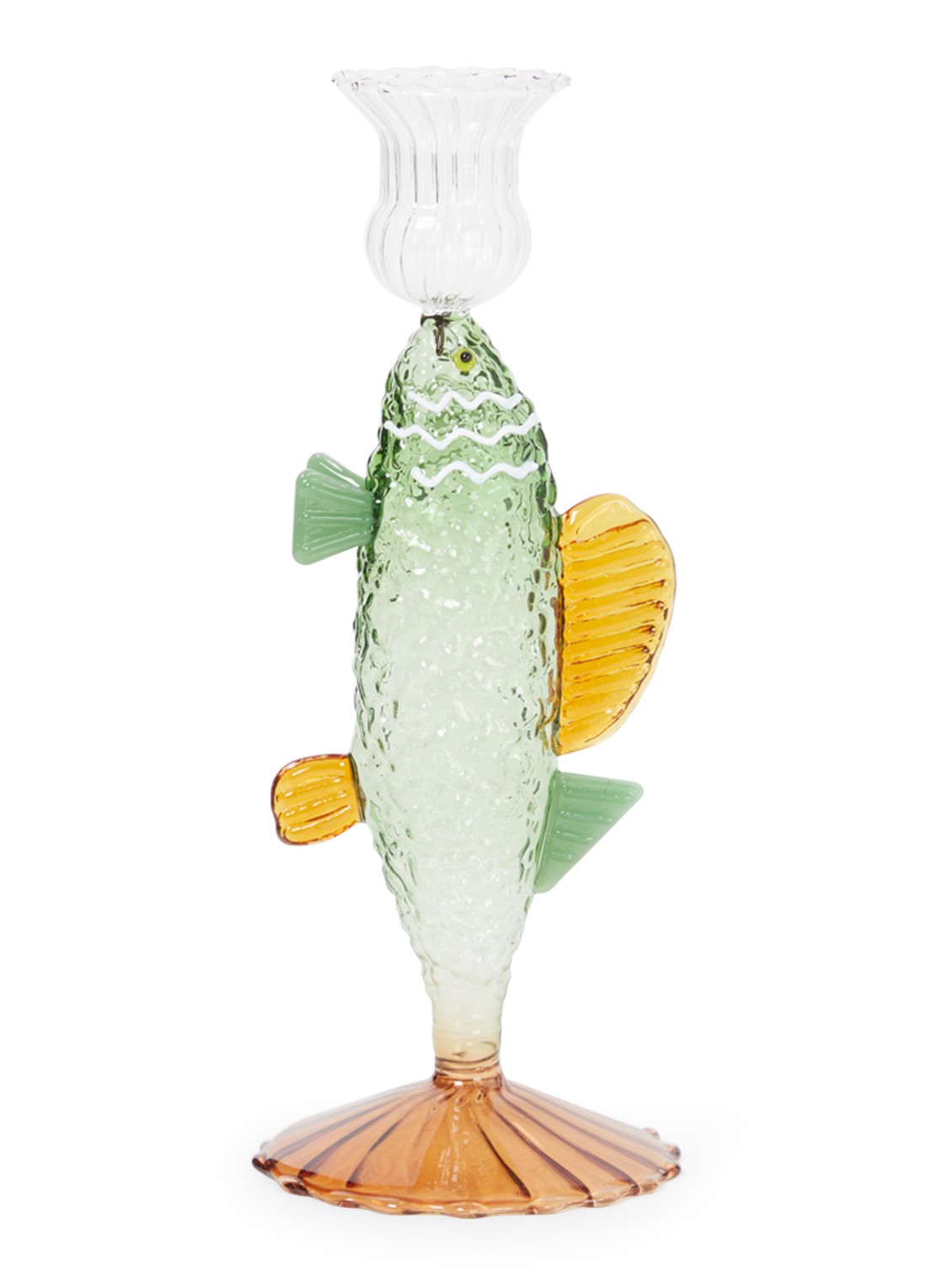 &Klevering Fish kandelaar 21 cm - voorkant 2 groen