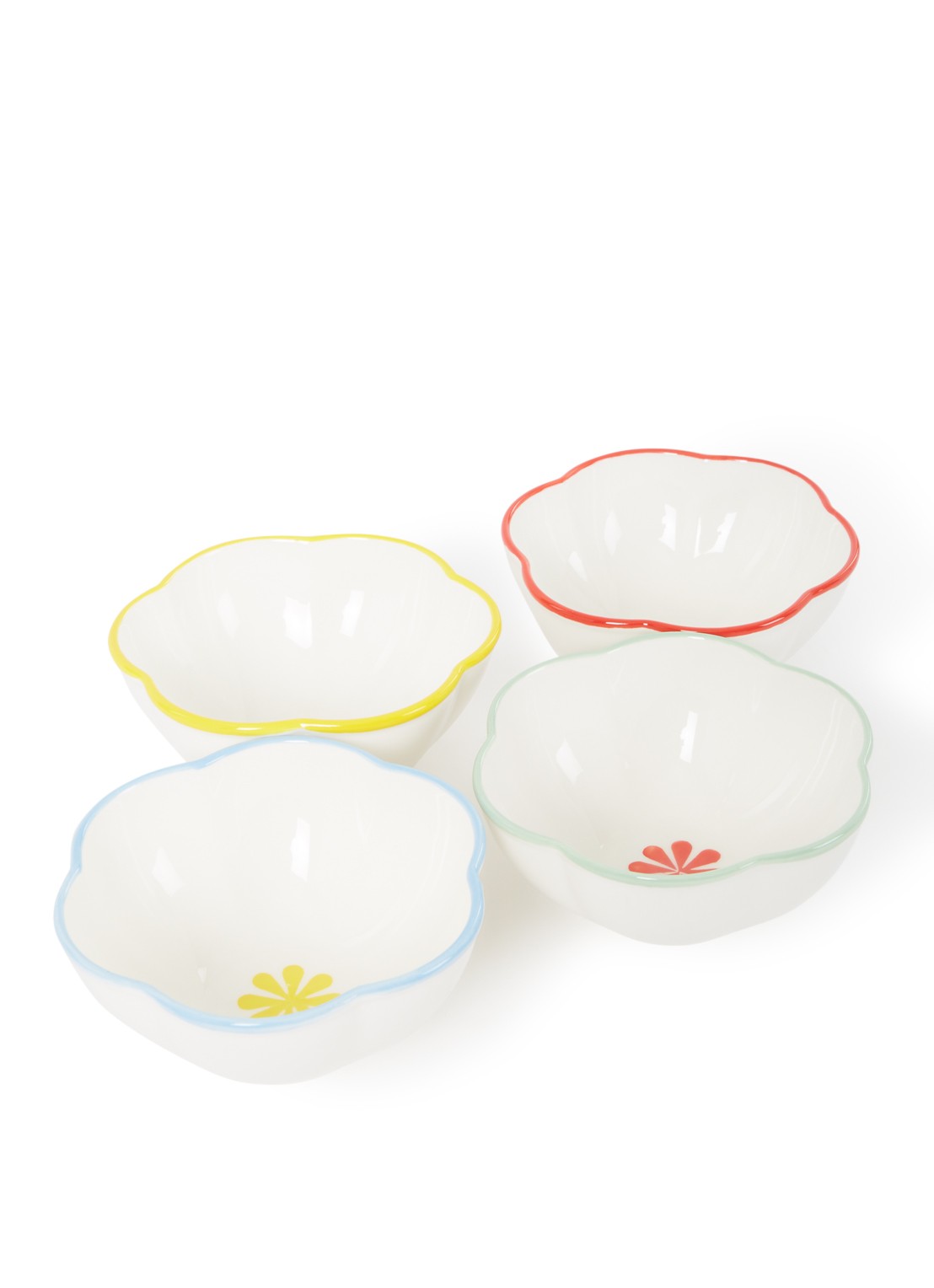 &Klevering Folk kom 12,5 cm set van 4 - voorkant wit