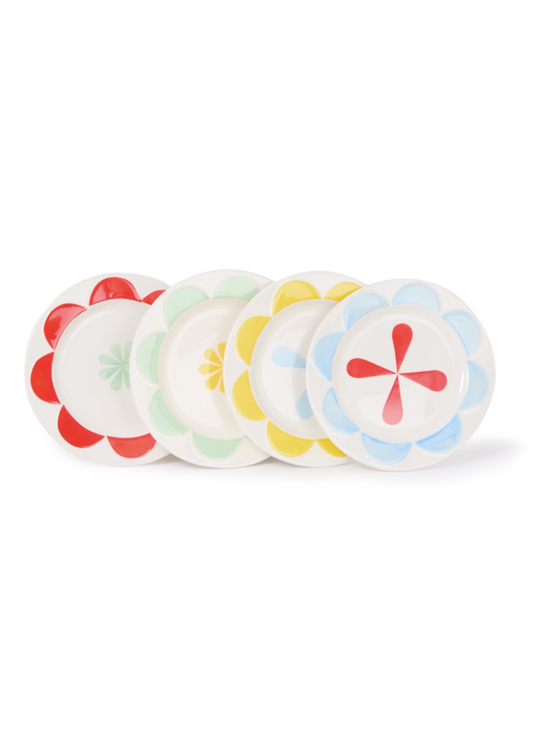 &Klevering Folk ontbijtbord 17,5 cm set van 4 - voorkant wit
