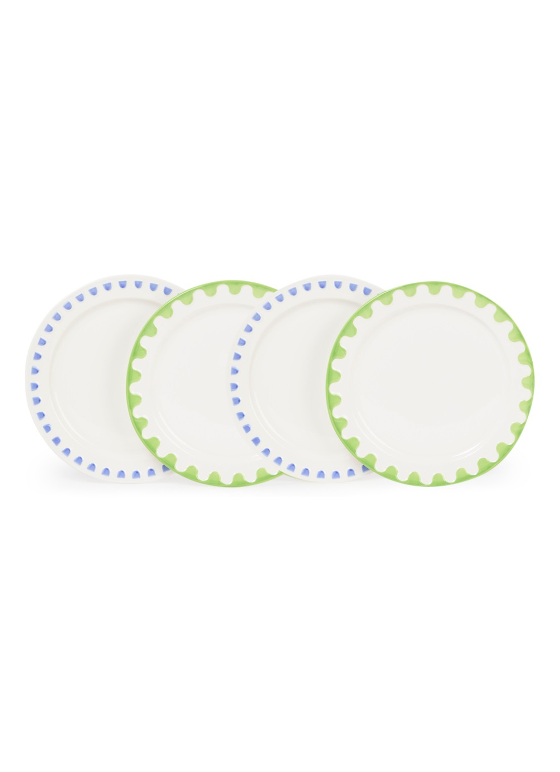 &Klevering Folk ontbijtbord 22,5 cm set van 4 - voorkant 3 wit