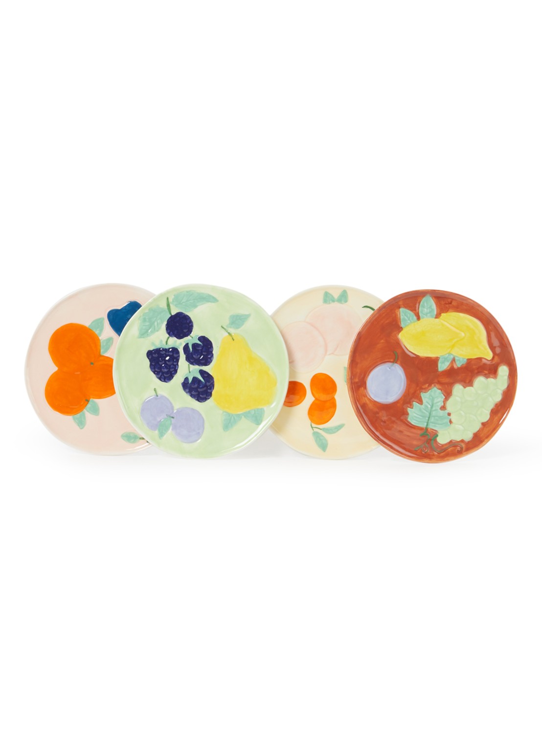 &Klevering Fruitful ontbijtbord 16 cm set van 4 - voorkant multicolor