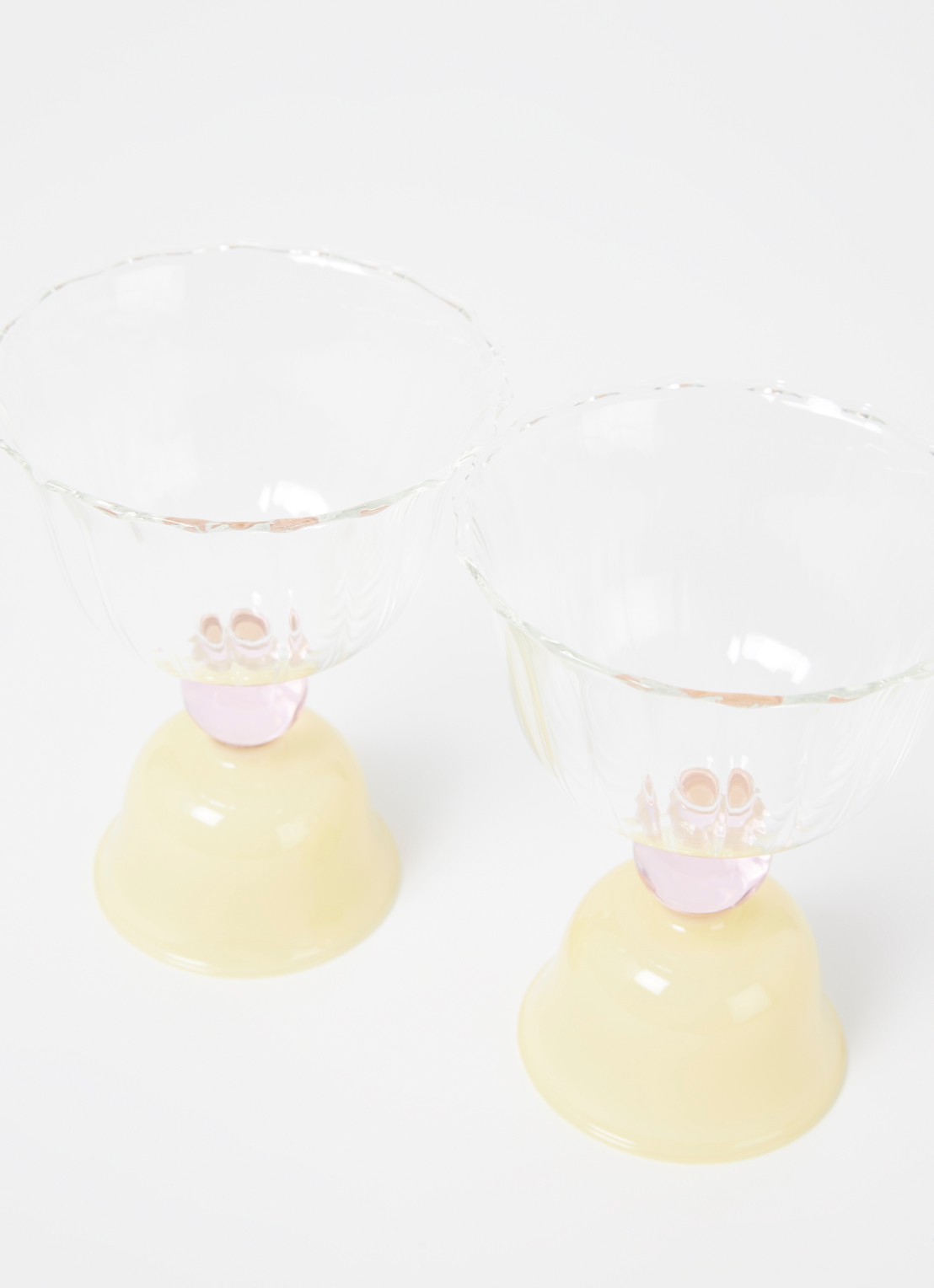 &Klevering Glass Tulip coupe 20 cl set van 2 - detail mosterd
