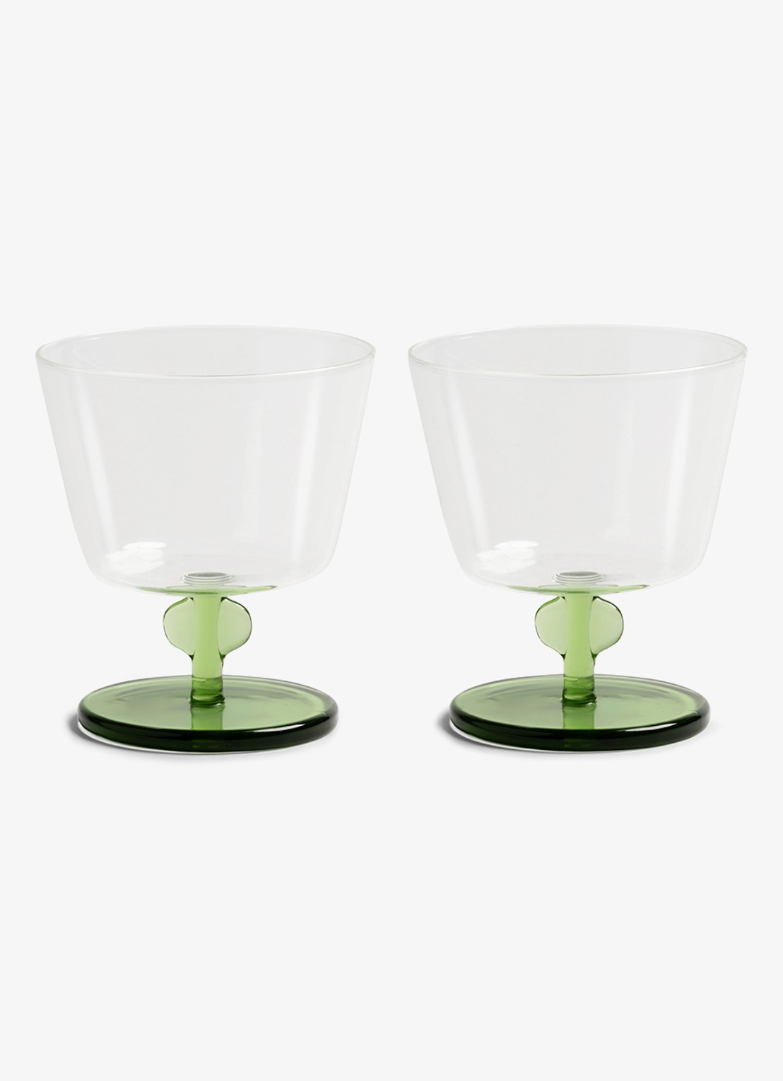 &Klevering Glazen met bloemblaadjes - set van 2  - voorkant 2 groen
