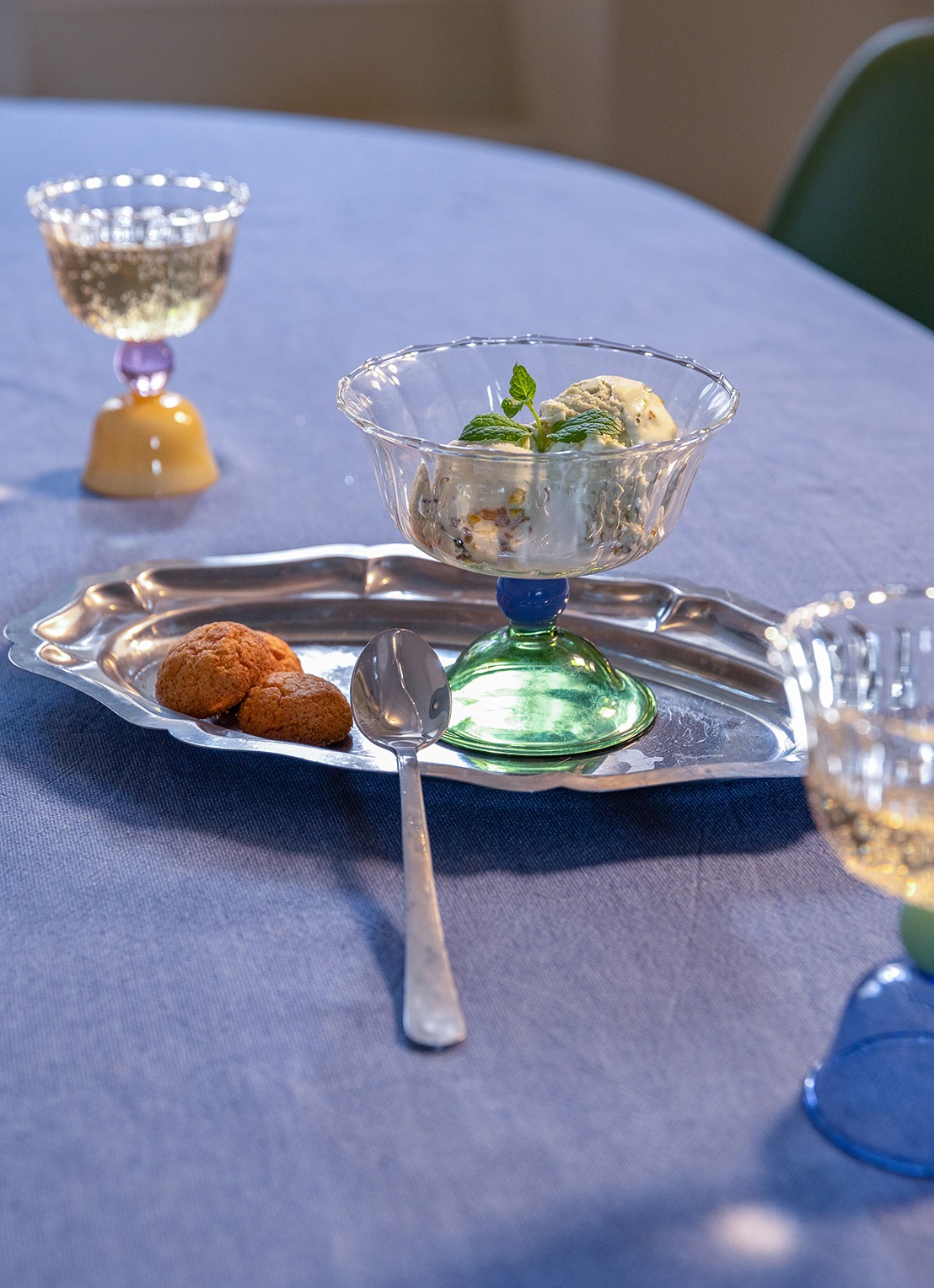 &Klevering Glazen tulp coupe set van 2 - achterkant groen