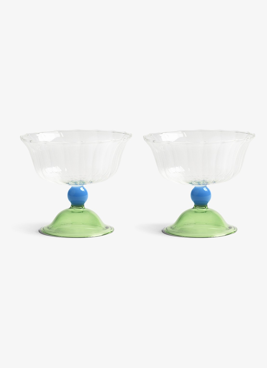 &Klevering Glazen tulp coupe set van 2 - voorkant 3 groen