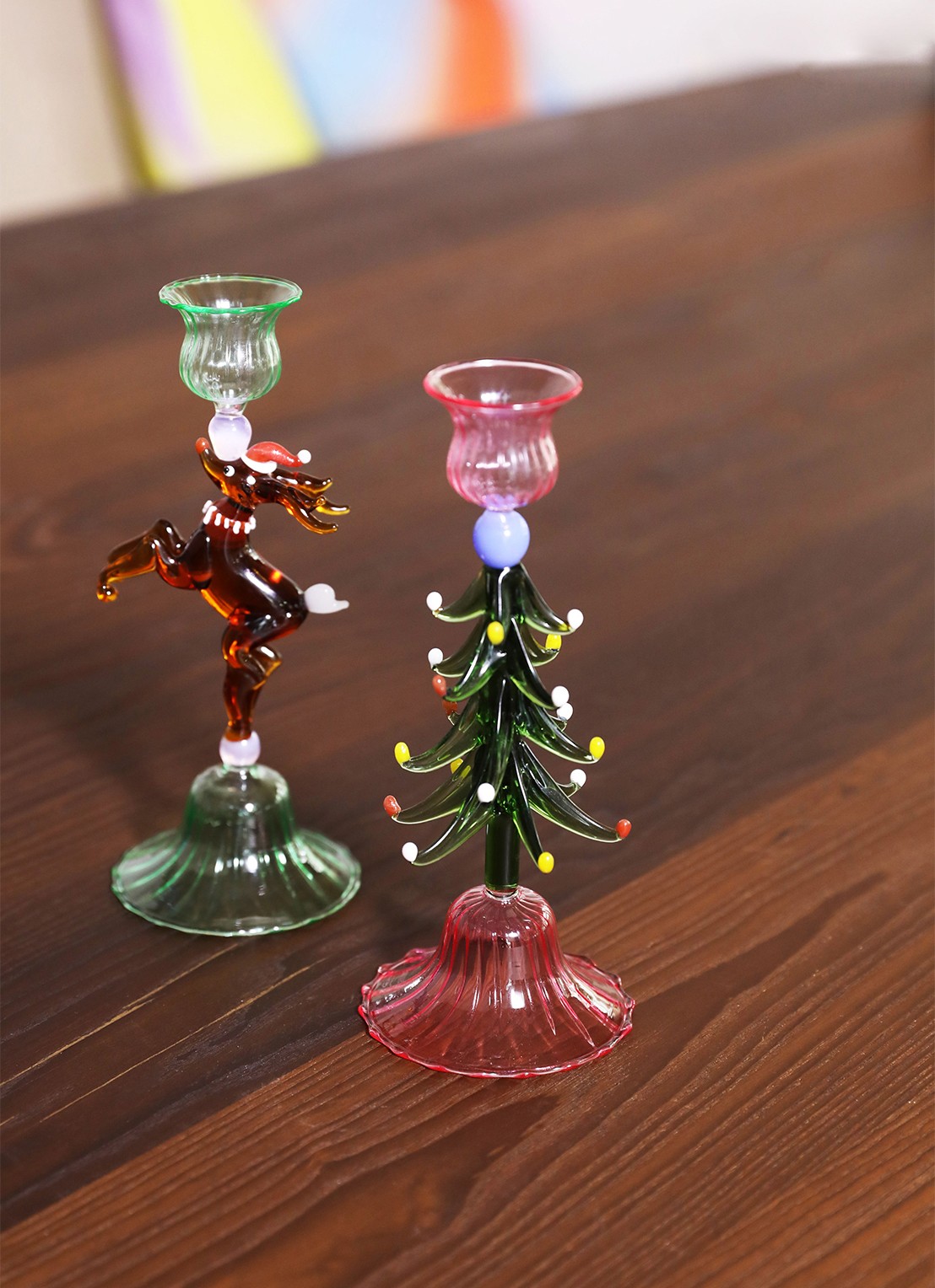 &Klevering Kerstboom kandelaar 19,5 cm - voorkant 2 groen