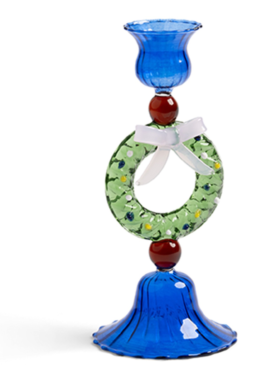 &Klevering Kerstkrans kandelaar 17 cm - voorkant blauw