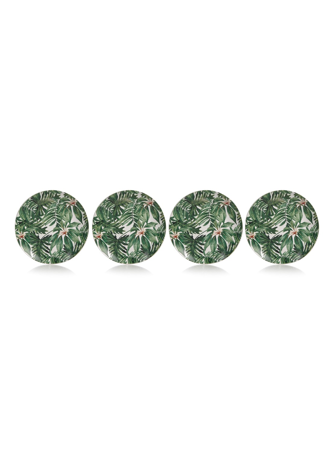 &Klevering Leaves ontbijtbord 21 cm set van 4 - voorkant groen