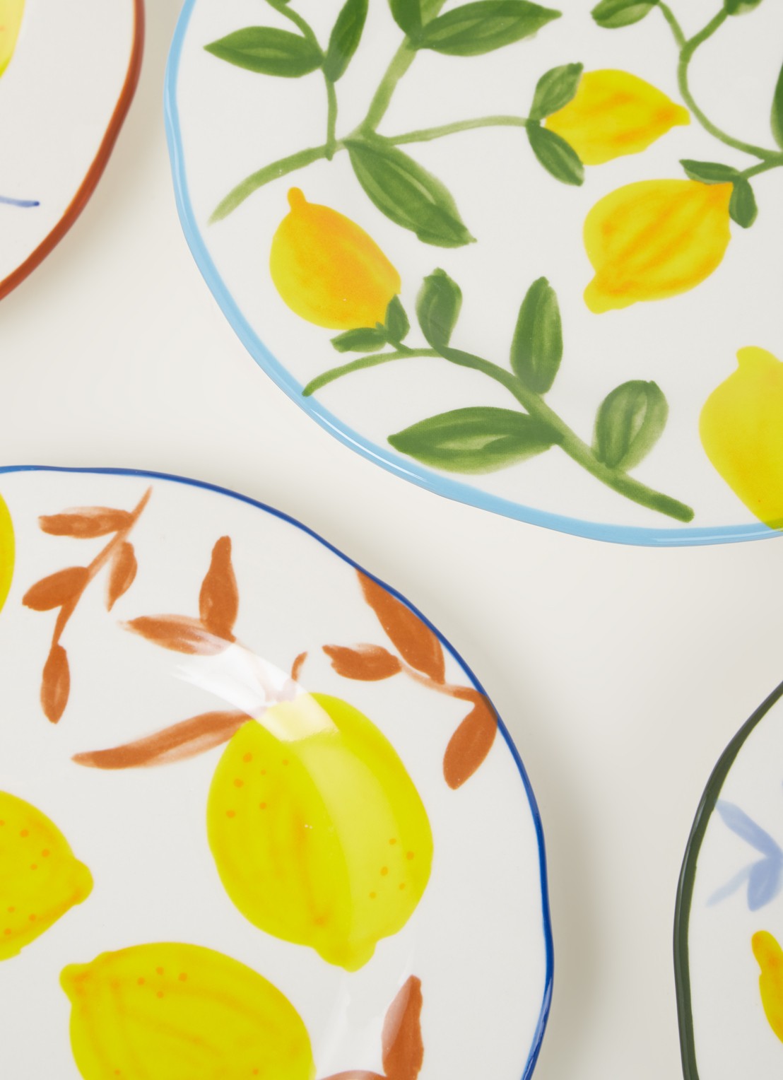 &Klevering Lemon Twig dinerbord 22 cm set van 4  - detail geel