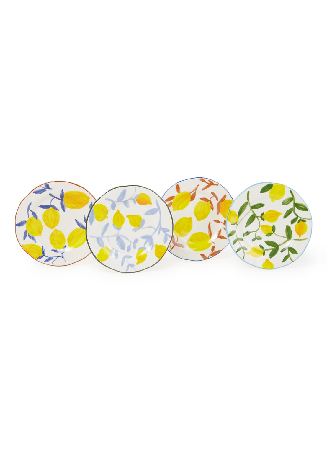&Klevering Lemon Twig dinerbord 22 cm set van 4  - voorkant 2 geel