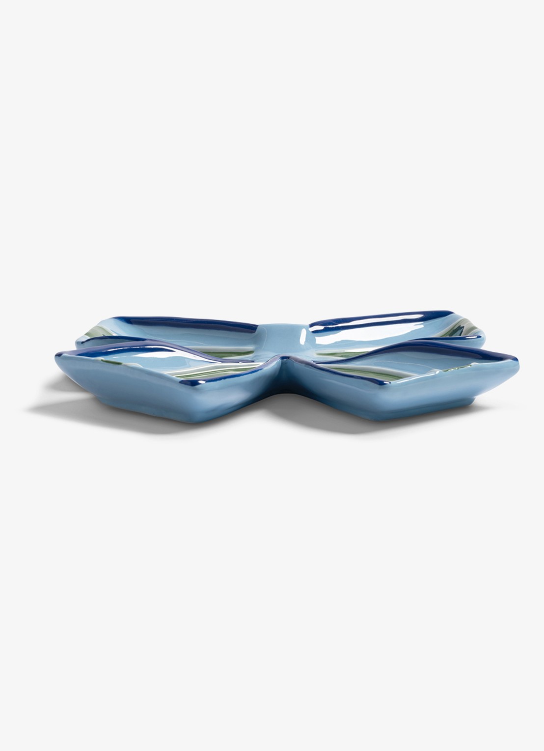 &Klevering Lint bord van keramiek 22 cm - voorkant 3 blauw