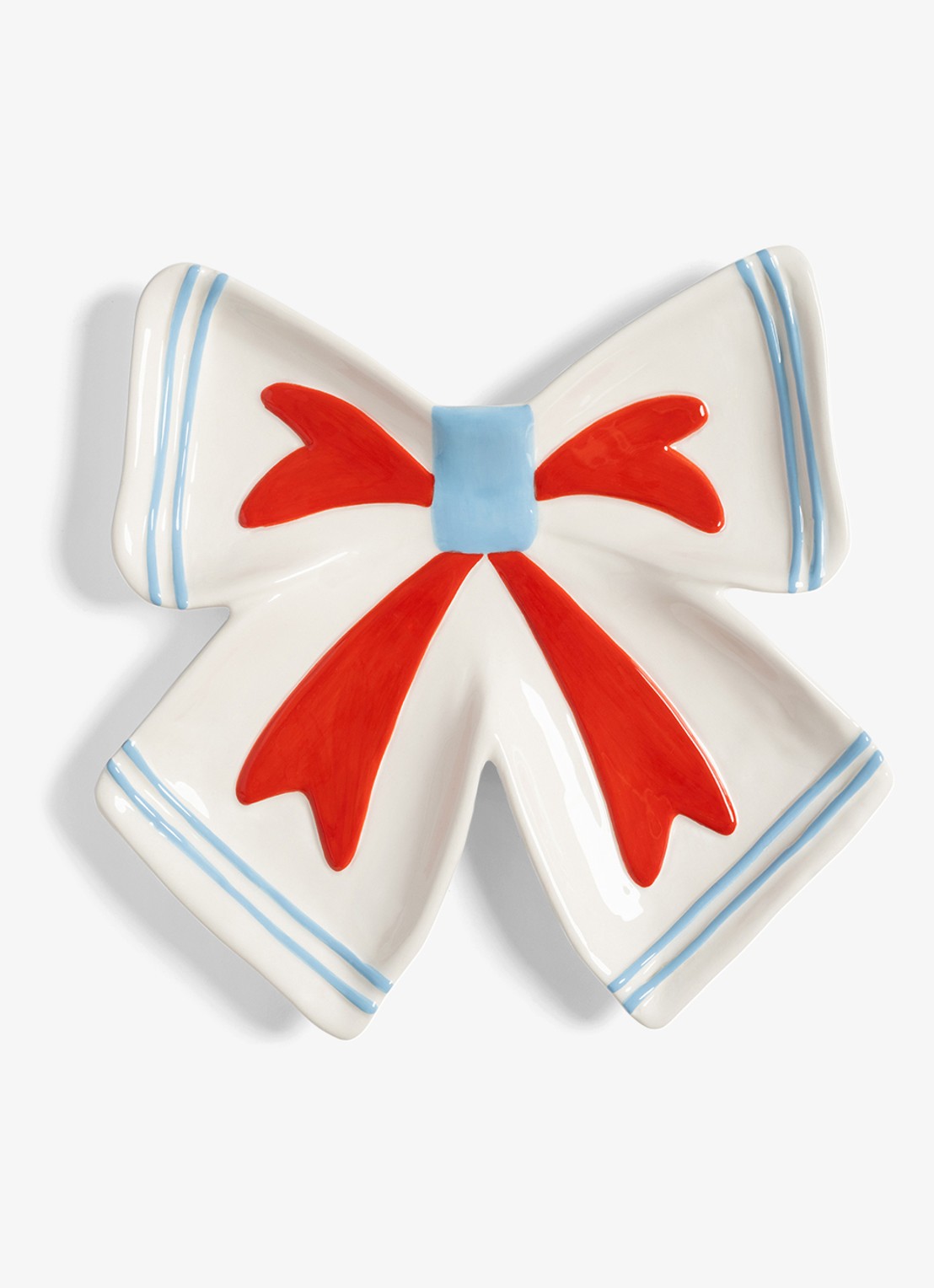 &Klevering Lint bord van keramiek 22 cm - voorkant 2 rood