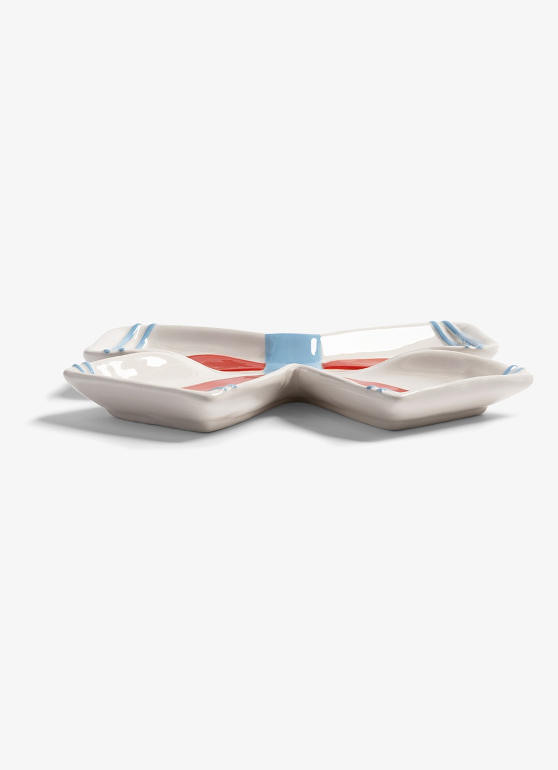 &Klevering Lint bord van keramiek 22 cm - voorkant 3 rood