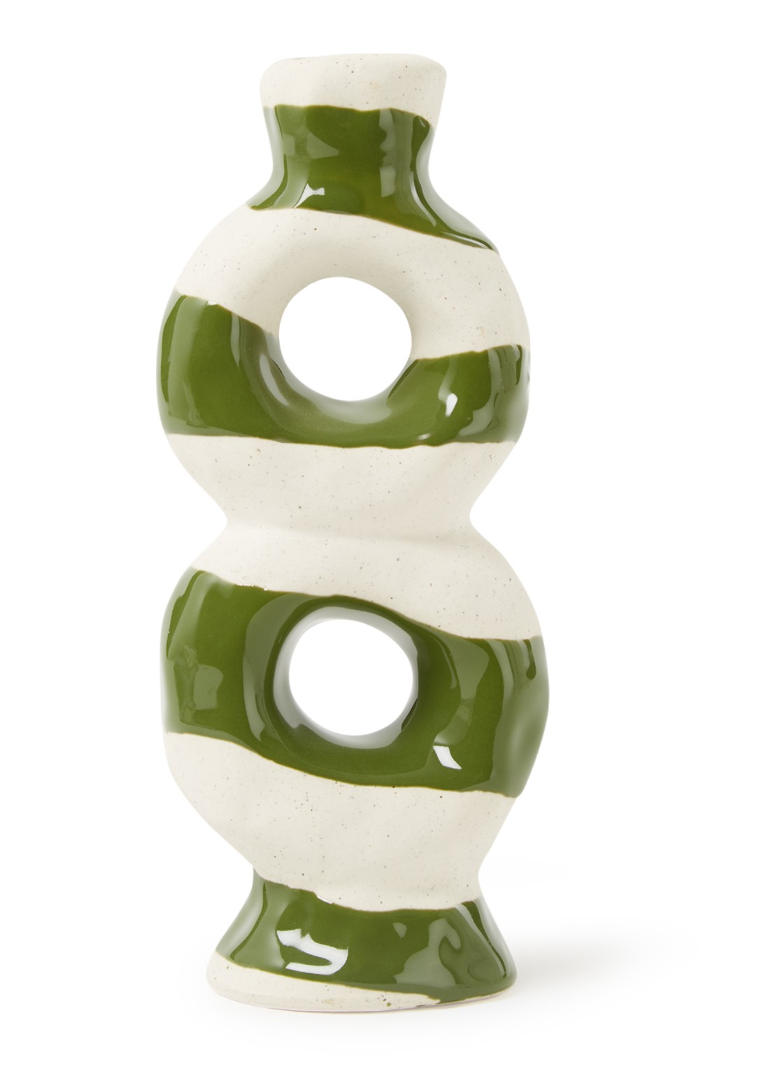 &Klevering Loop kandelaar 18 cm  - voorkant 2 legergroen