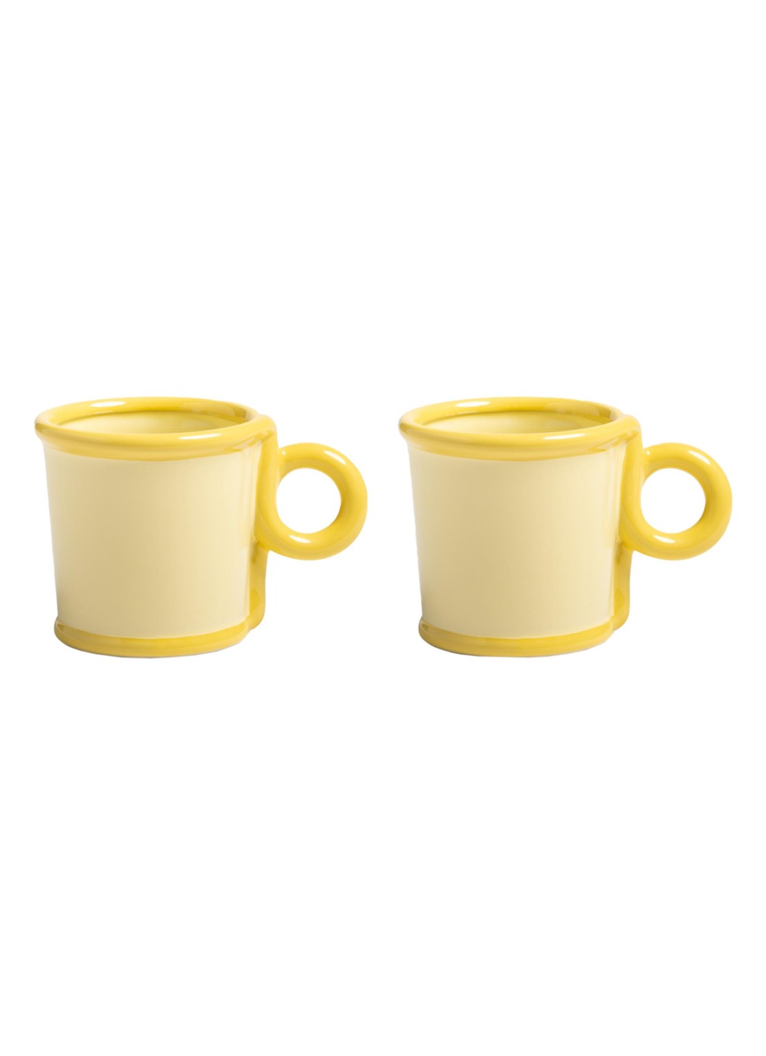 &klevering Loop koffie mok set van 2  - voorkant geel