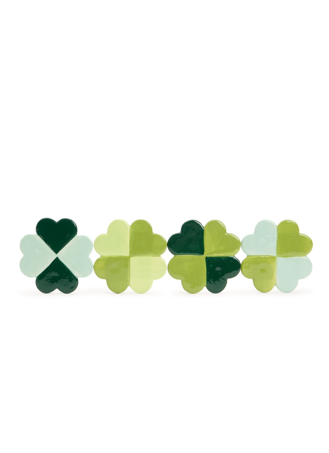&Klevering Lucky Clover onderzetter set van 4 - voorkant groen