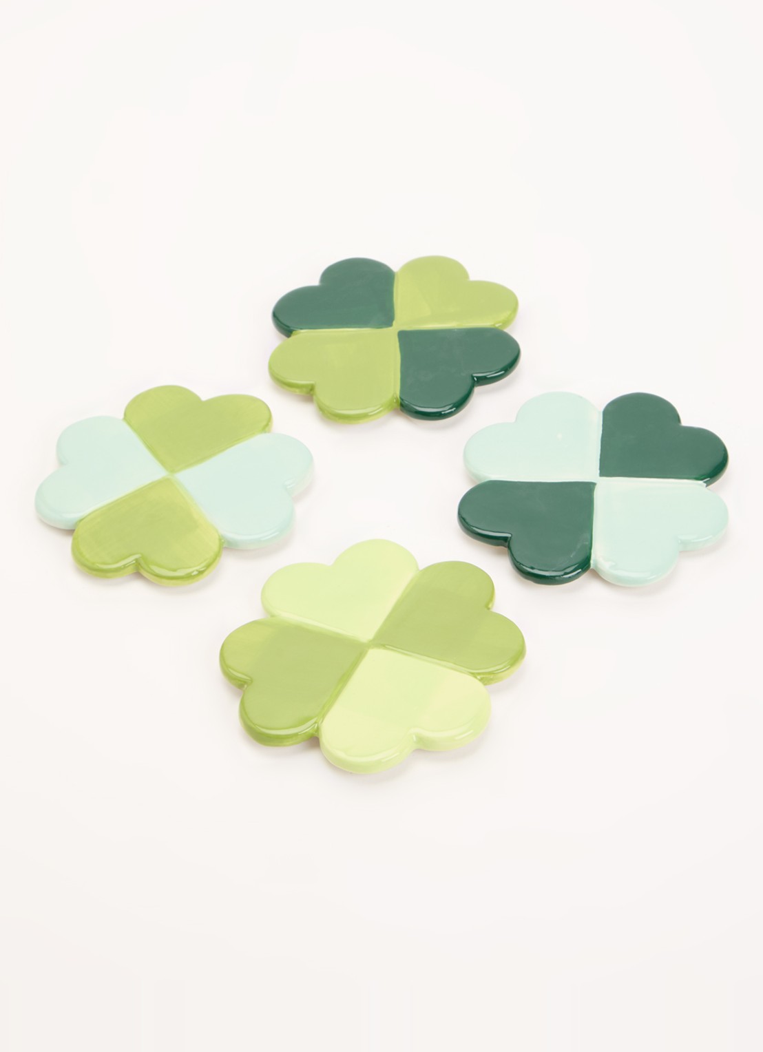 &Klevering Lucky Clover onderzetter set van 4 - voorkant 2 groen