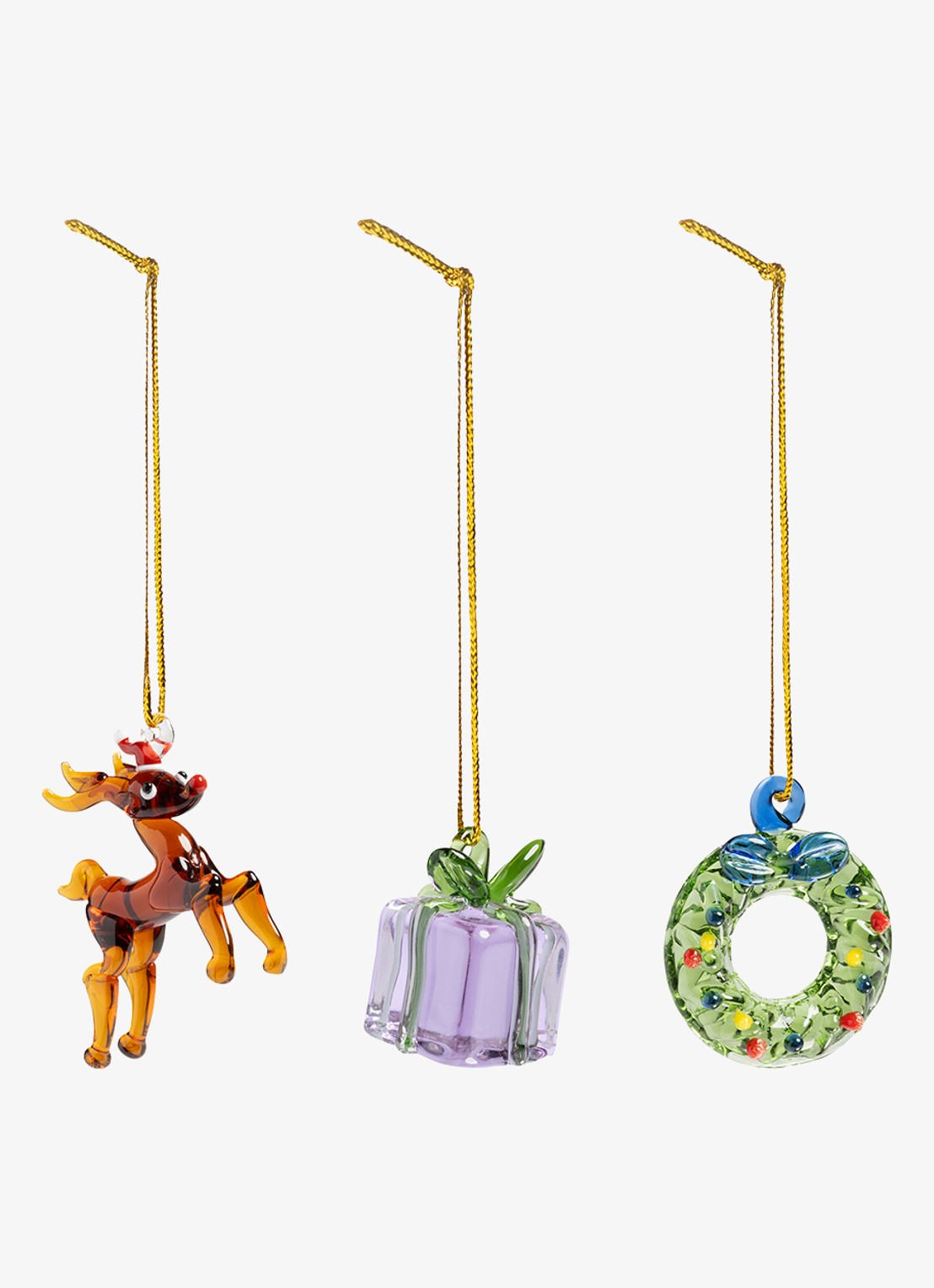 &Klevering Merry kersthanger 4 cm set van 3 - voorkant groen