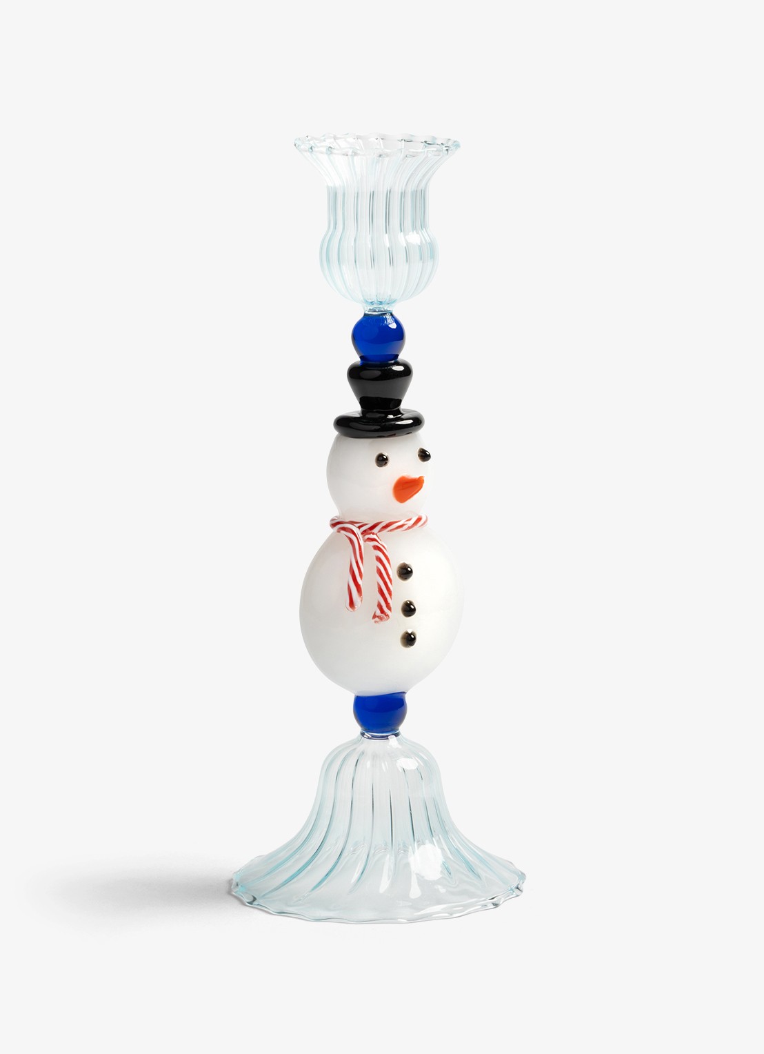 &Klevering Merry Snowman kandelaar 20 cm - voorkant lichtblauw