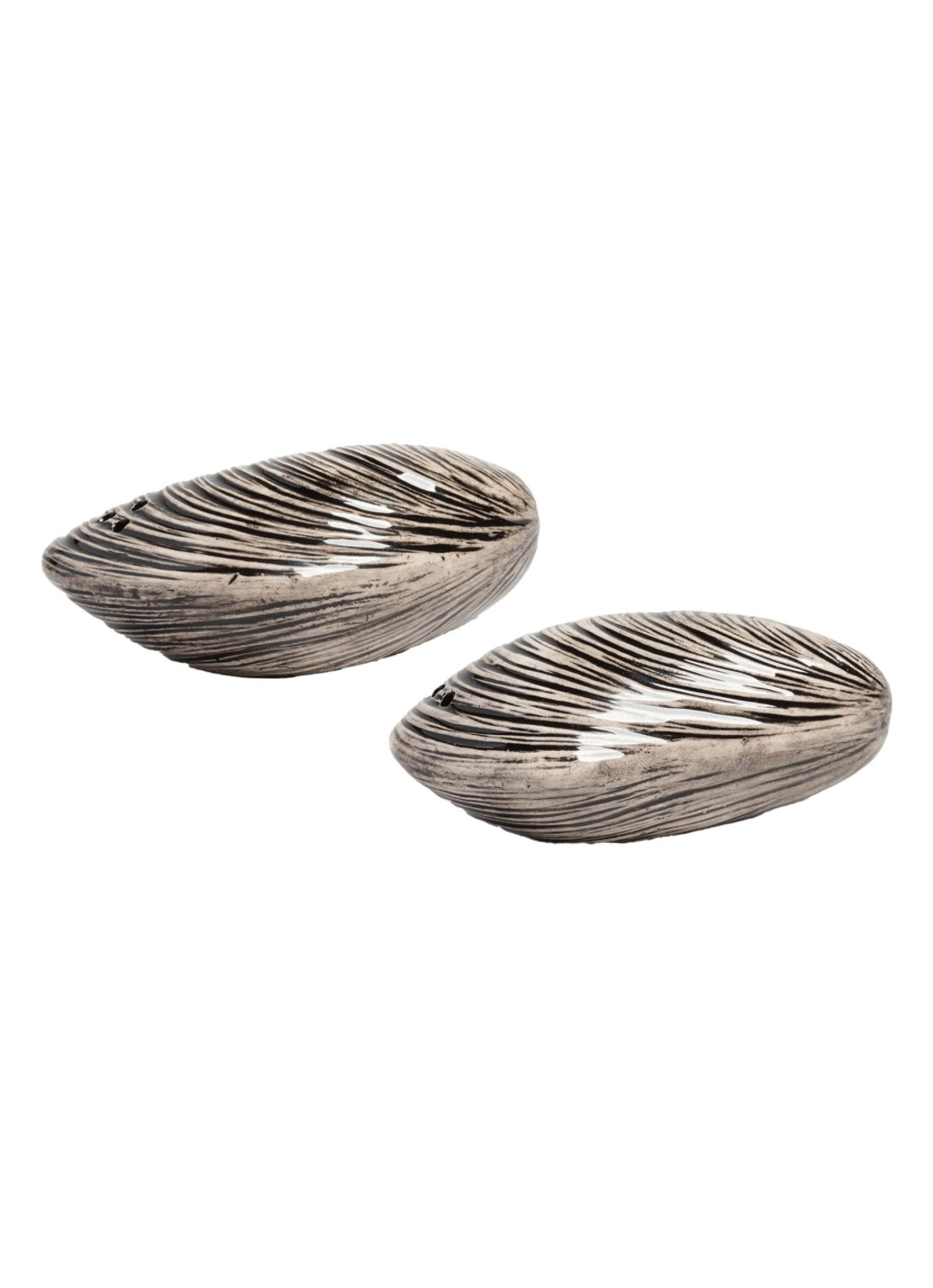 &klevering Mussel peper- en zoutstel - voorkant antraciet