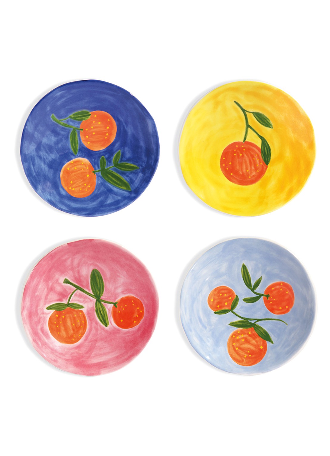 &Klevering Orange ontbijtbord 16 cm set van 4 - voorkant orange