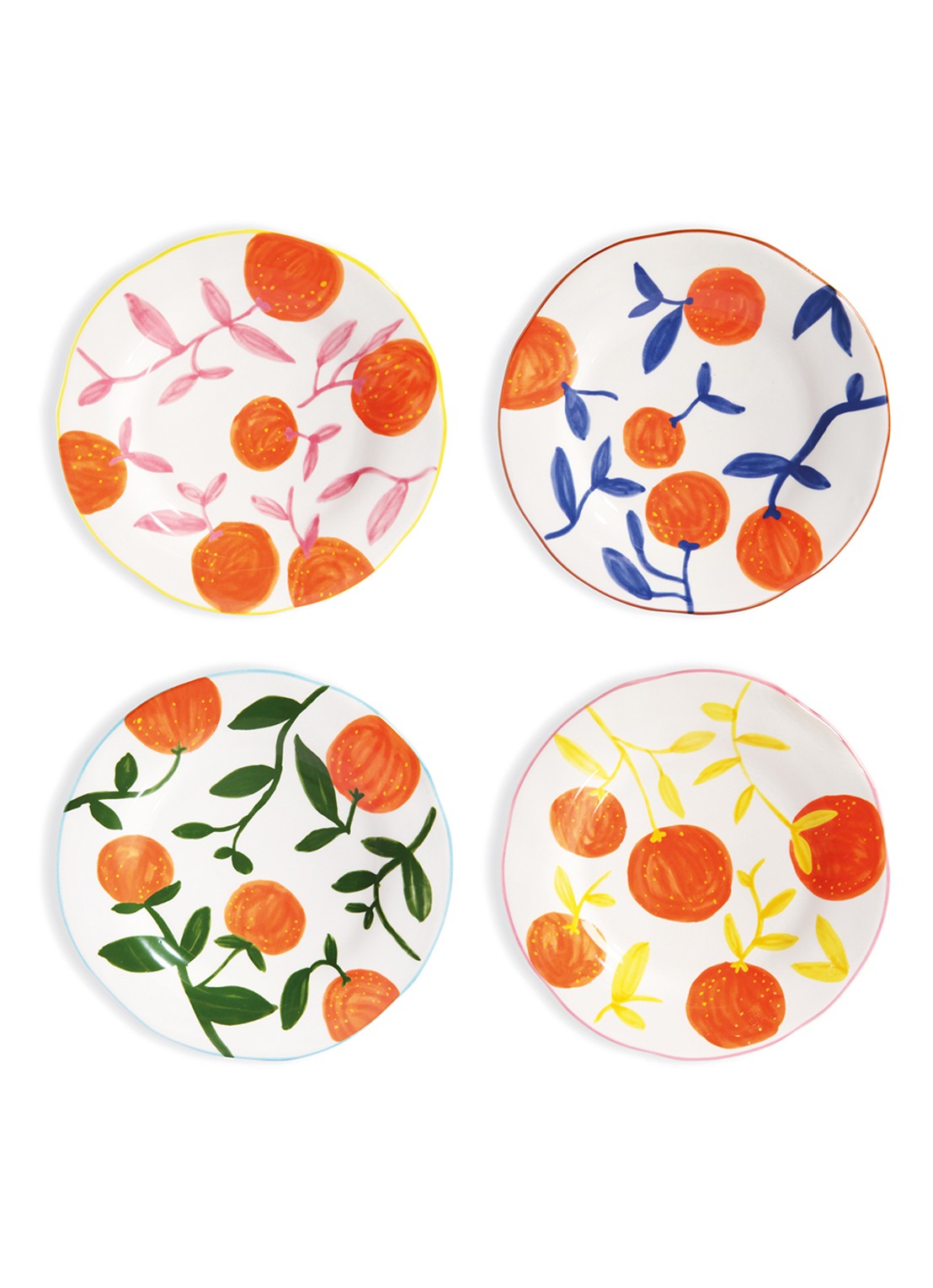 &Klevering Orange Twig dinerbord 22 cm set van 4 - voorkant 2 orange