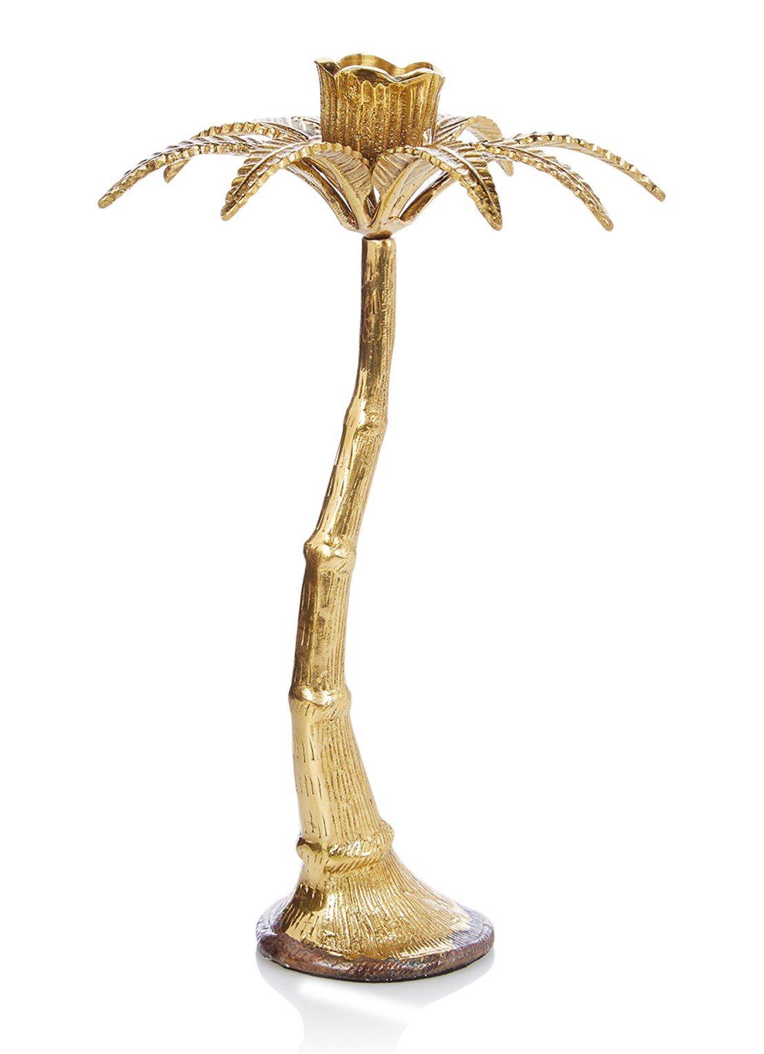 &Klevering Palm kandelaar L 21 cm - voorkant goud