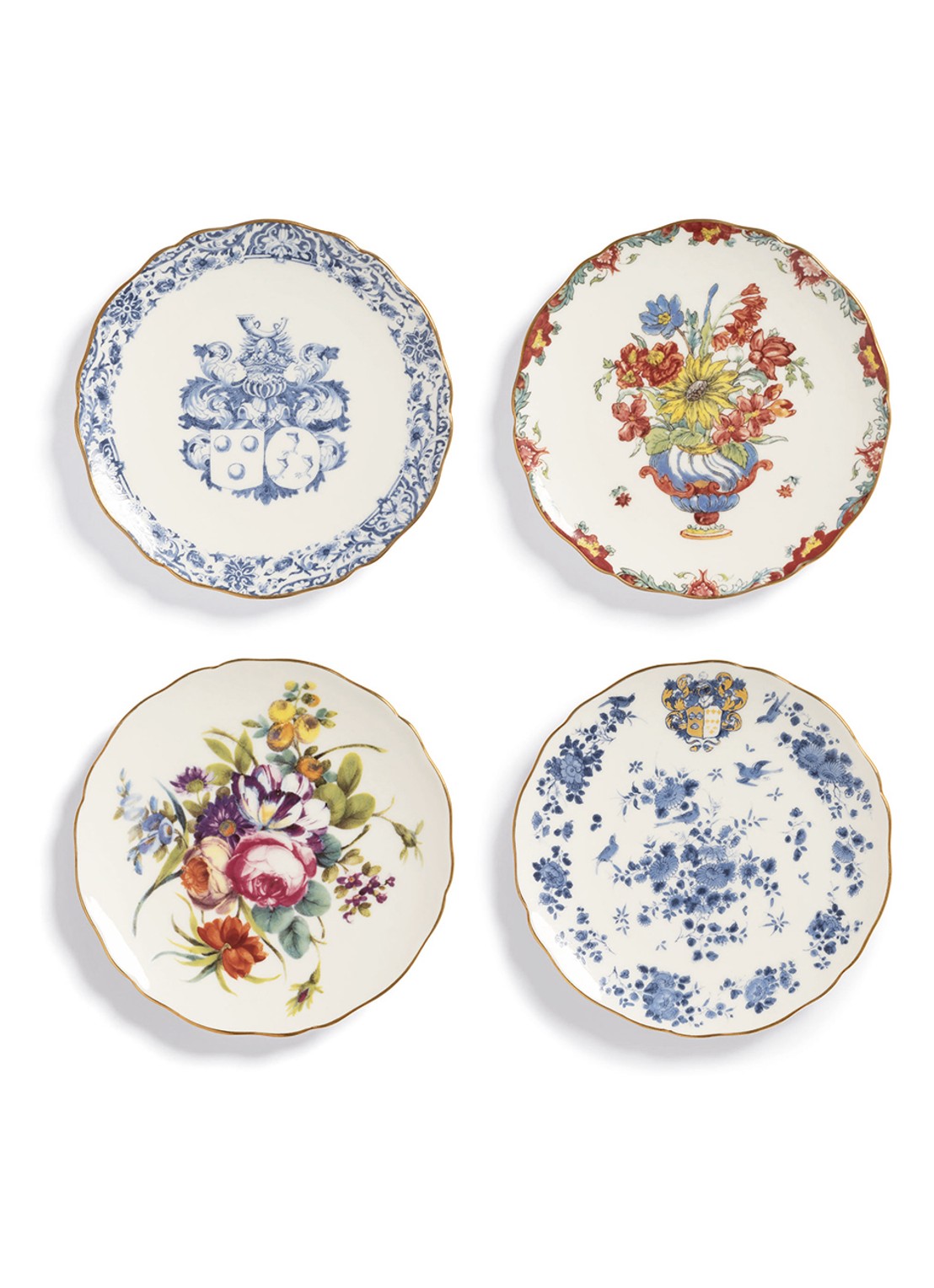 &Klevering Patina gebaksbordje 13 cm set van 4 - voorkant multicolor