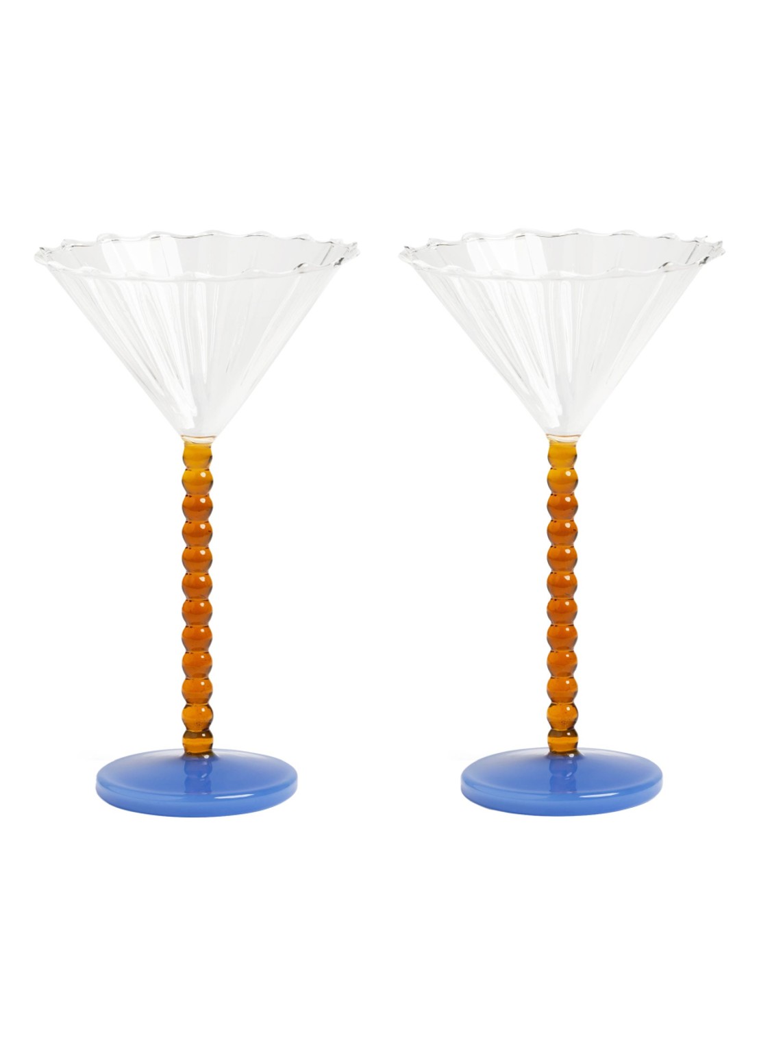 &klevering Perle coupe champagne glas set van 2 - voorkant transparant