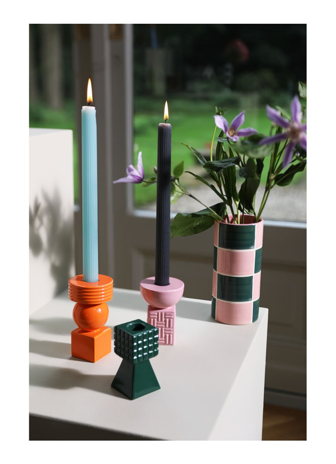 &Klevering Stack kandelaar 8,5 cm - voorkant 3 groen