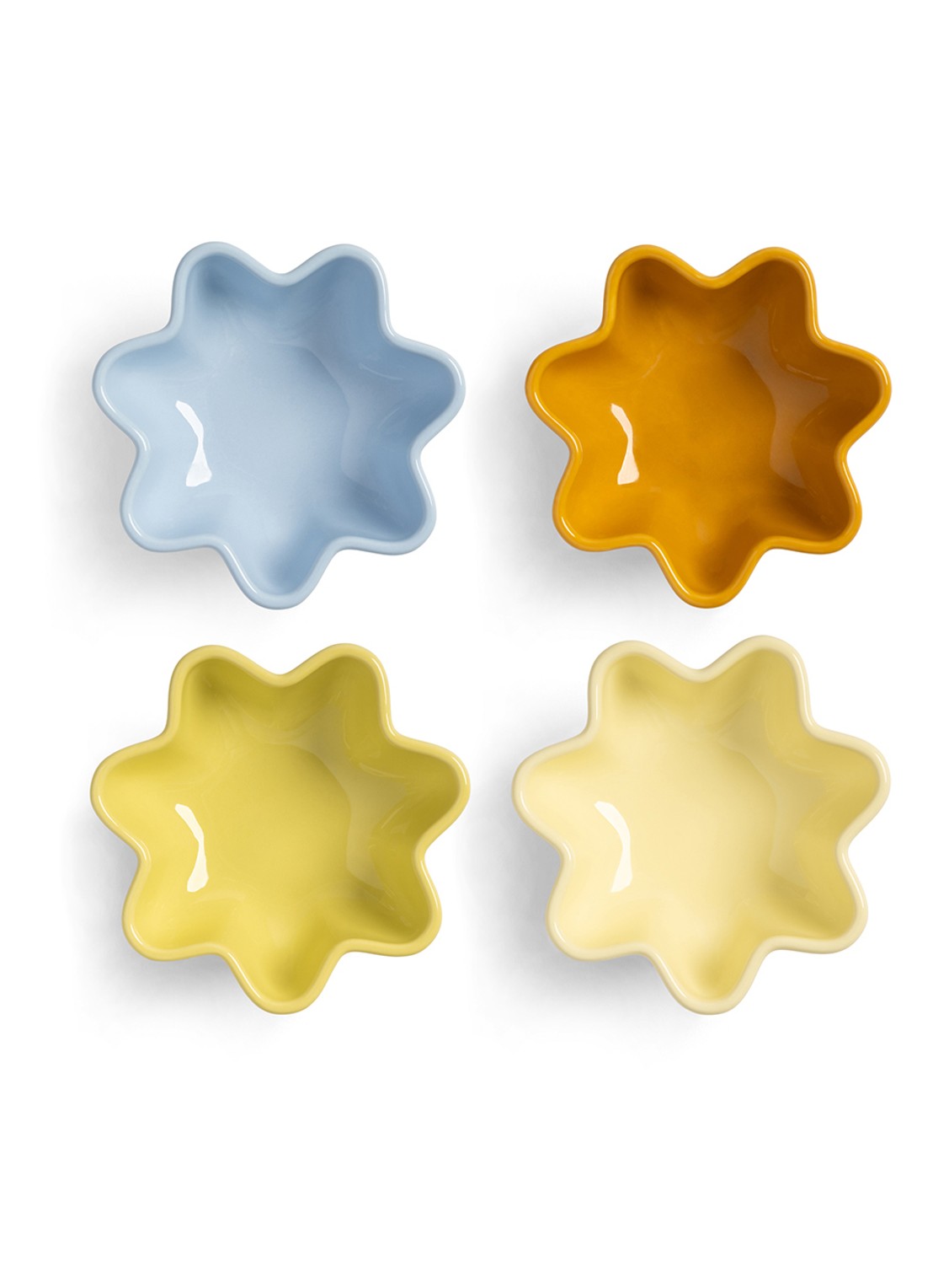&Klevering Sun kom 11 cm set van 4 - voorkant 2 geel
