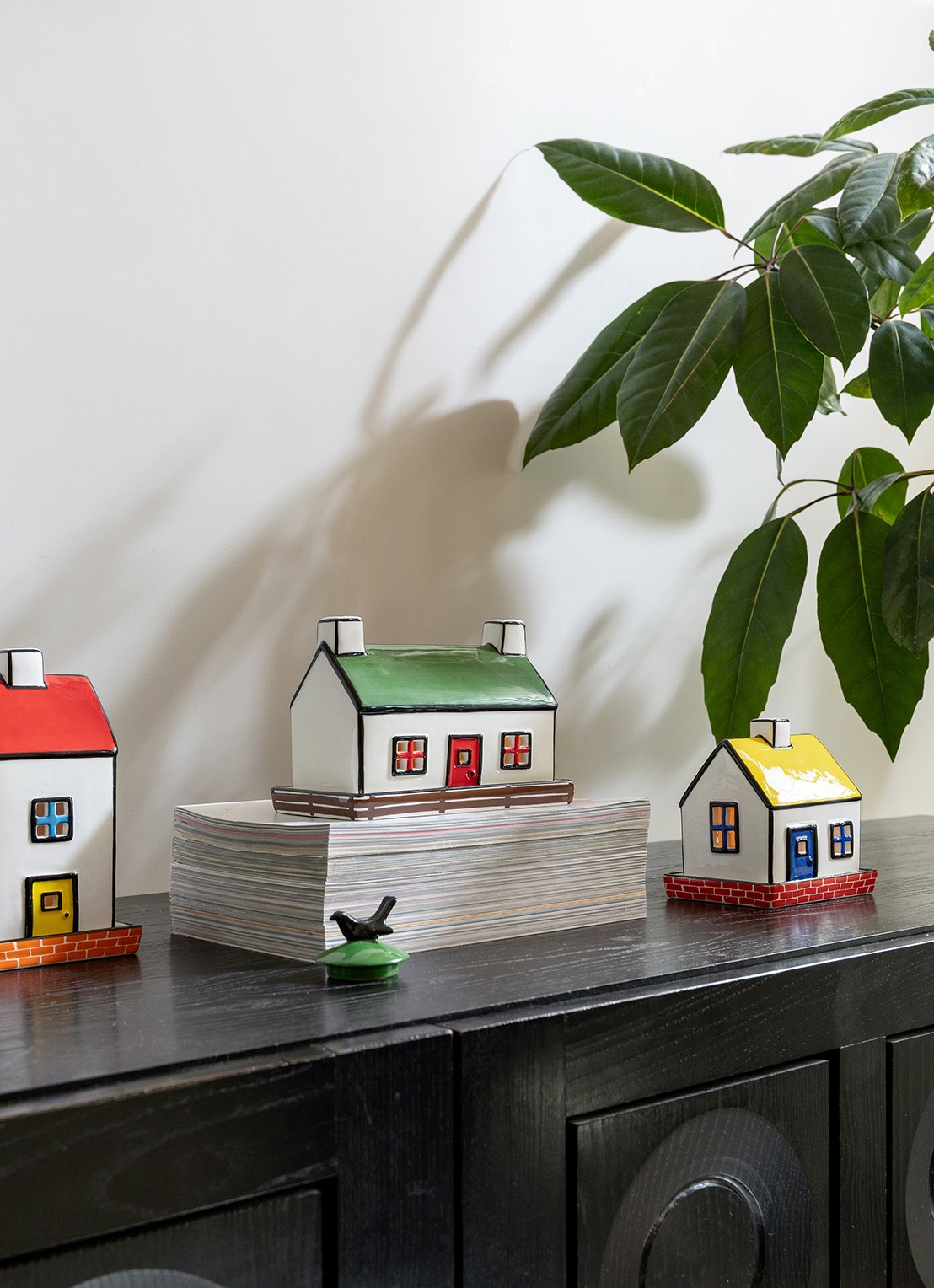&Klevering Theelichthouder bungalow 16.5 cm  - achterkant groen