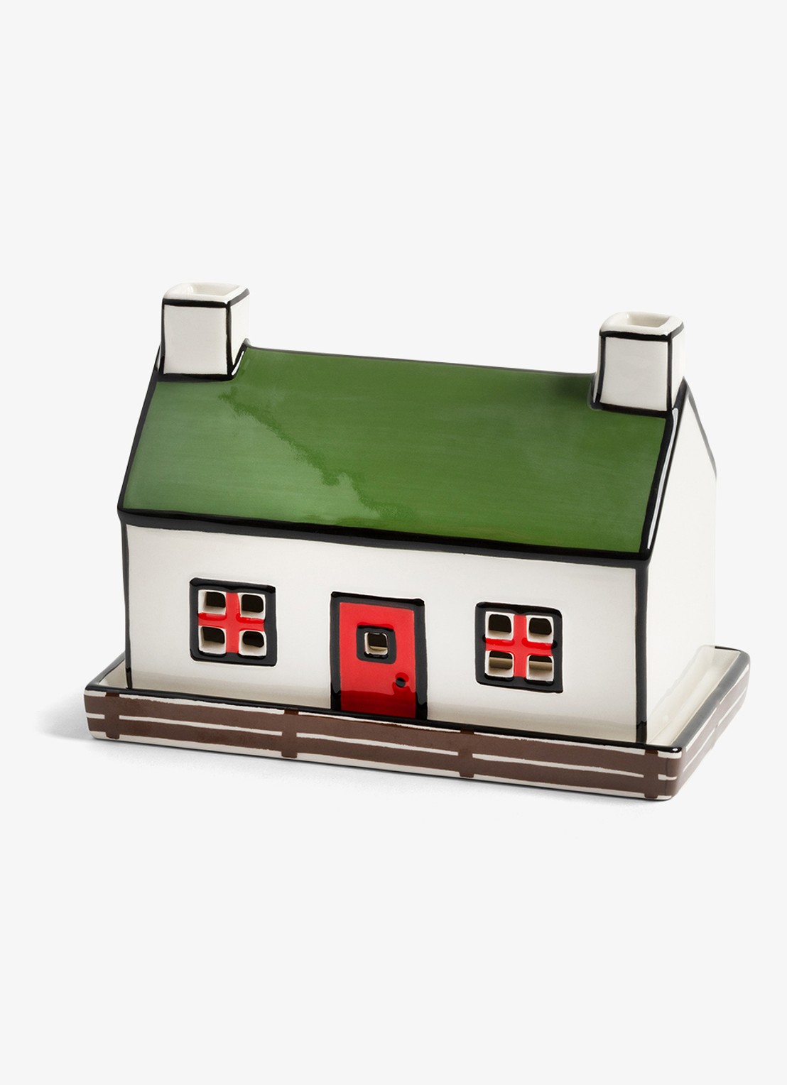 &Klevering Theelichthouder bungalow 16.5 cm  - voorkant 3 groen