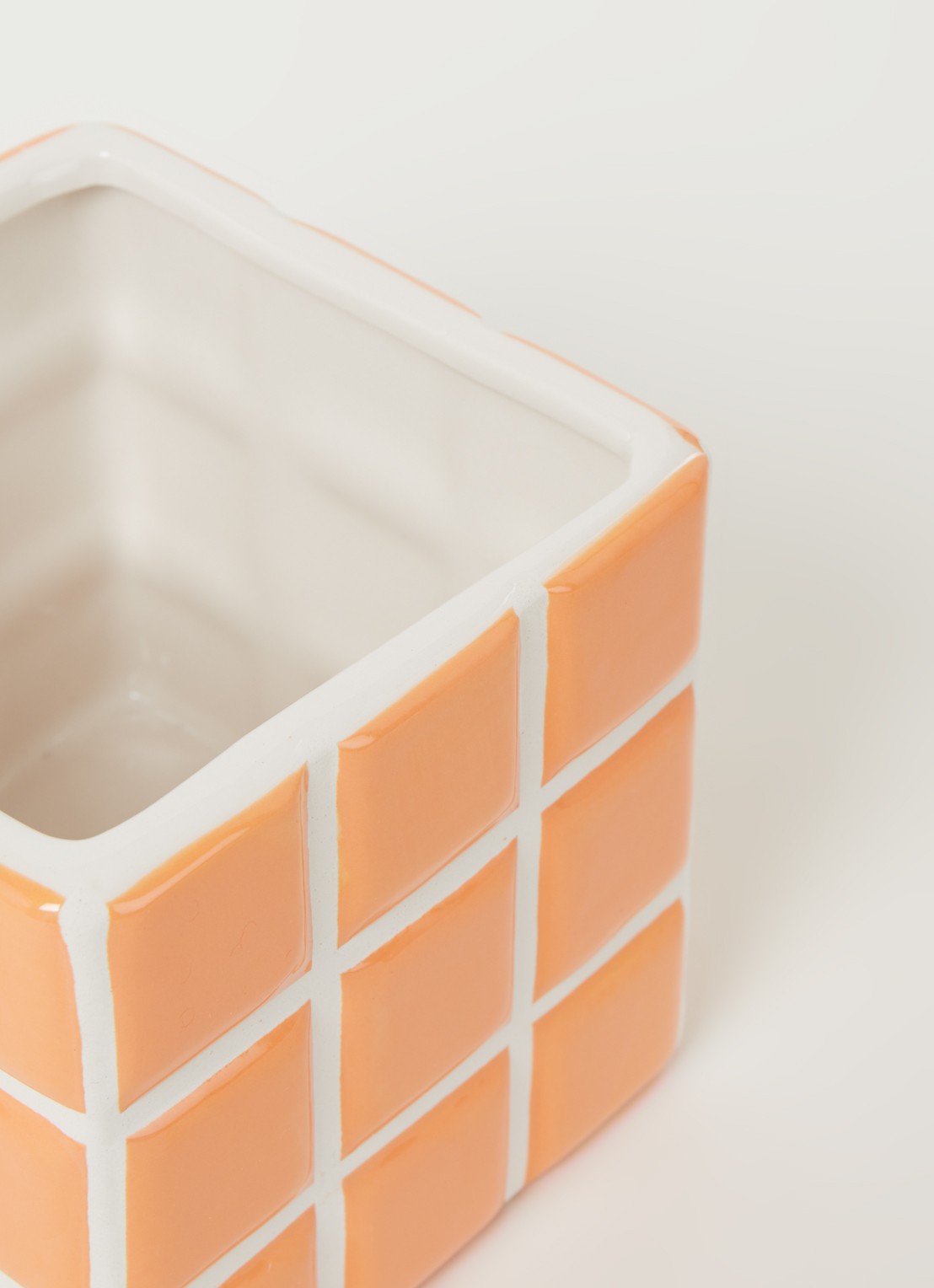 &Klevering Tile bloempot van keramiek voor binnen - 10 cm  - detail 3 orange