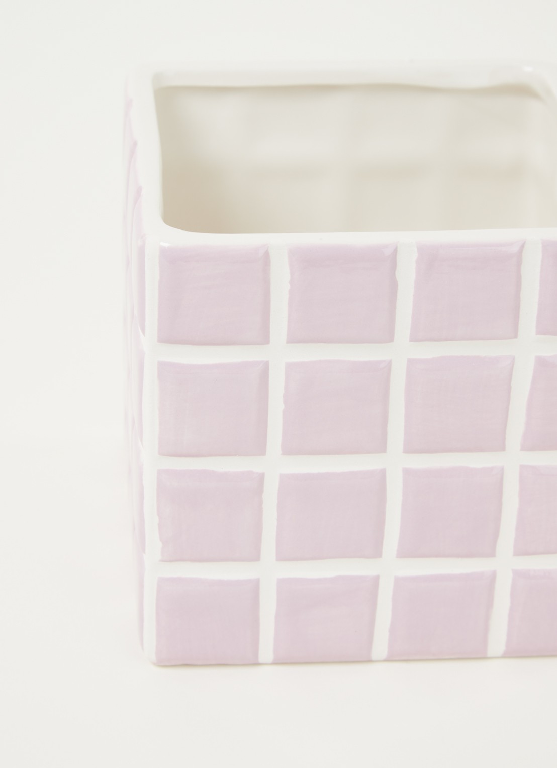 &Klevering Tile bloempot van steen voor binnen - 14 cm - detail lila