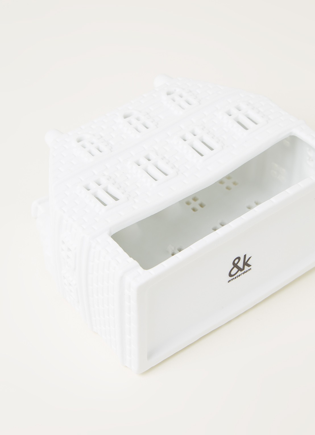 &Klevering Trapgevel waxinelichthouder 12 cm - detail wit