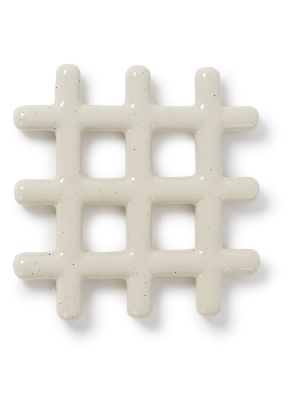 &Klevering Trivet Grid onderzetter van aardewerk - voorkant donkerbeige